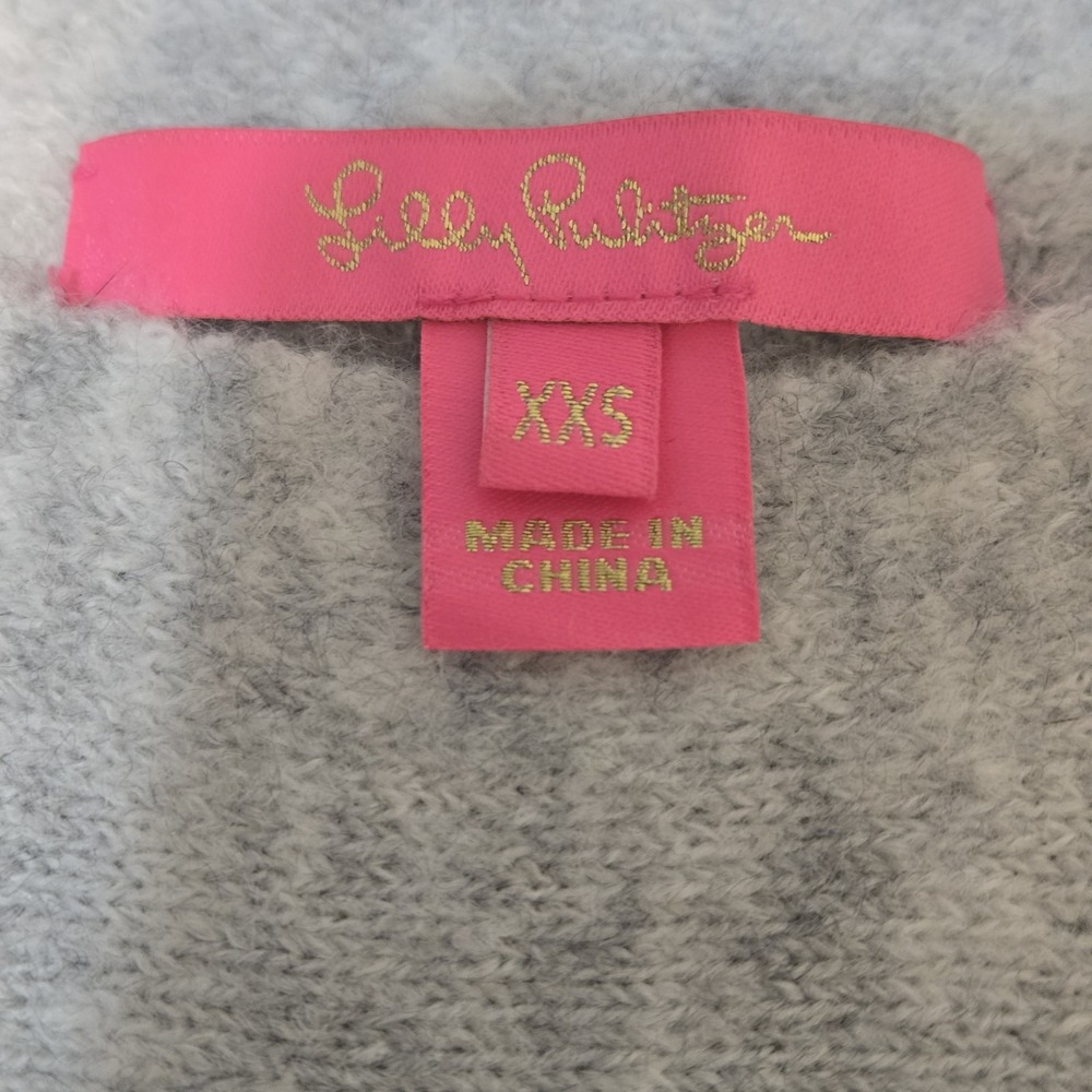 Lilly Pulitzer Arna Pullover Sweater Gray Gold Button Detail XXS Fits Up To Med - Picture 3 of 7